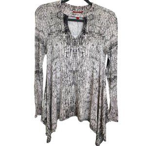 Jennifer Lopez Womens Marled SharkBite Hem Top with Front Cutout Size S